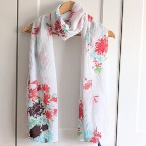 BN red, mint and chocolate watercolor Scarf with Tassels, 100% cotton